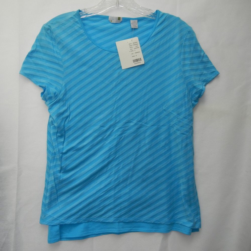 NEW! Izod Sz M Short Sleeve Tank Top Crew Neck Striped Shirt NWT Golf High Low